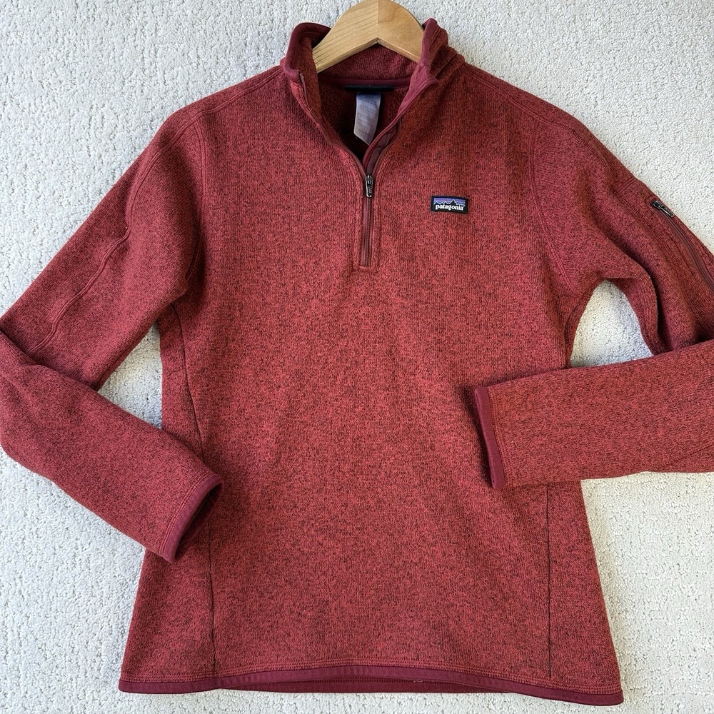 Patagonia‎ Women Better Sweater Fleece Jacket Red Size XS 1/4 Button Up Pullover
